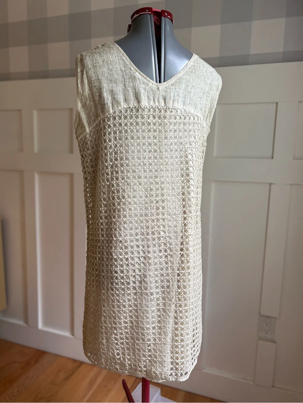 Elisa Cavaletti Cream Crochet Sleeveless Mini Dress XL - Picture 3 of 10